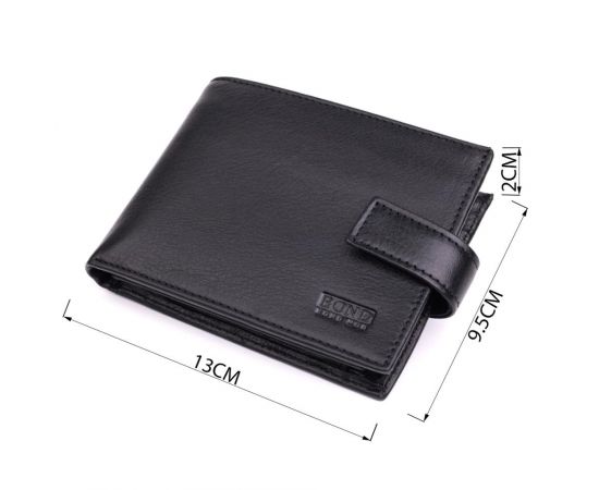 Купить Вместительный мужской кошелек из натуральной кожи BOND 22861 Черный, фото , изображение 3, характеристики, отзывы