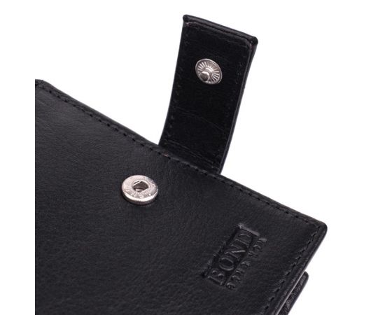 Купить Вместительный мужской кошелек из натуральной кожи BOND 22861 Черный, фото , изображение 5, характеристики, отзывы