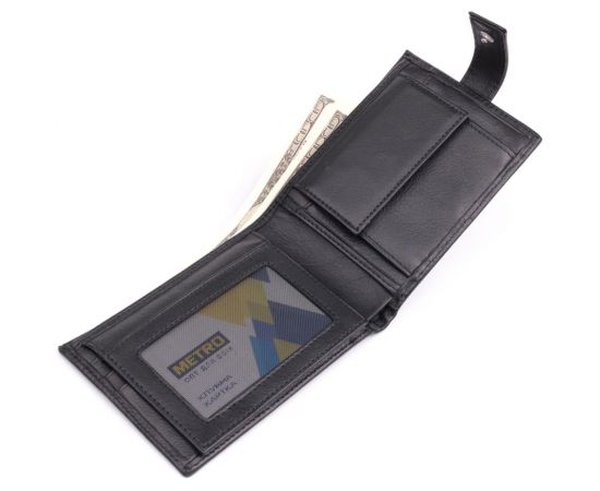 Купить Вместительный мужской кошелек из натуральной кожи BOND 22861 Черный, фото , изображение 6, характеристики, отзывы