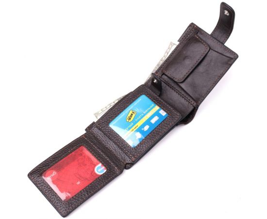 Купить Практичное портмоне из люксовой зернистой кожи флотар GRANDE PELLE 22876 Коричневый, фото , изображение 7, характеристики, отзывы