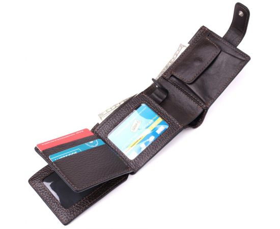 Купить Практичное портмоне из люксовой зернистой кожи флотар GRANDE PELLE 22876 Коричневый, фото , изображение 8, характеристики, отзывы