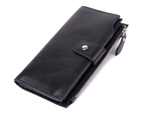Купить Вертикальный стильный кошелек из гладкой натуральной кожи Vintage 22885 Черный, фото , характеристики, отзывы
