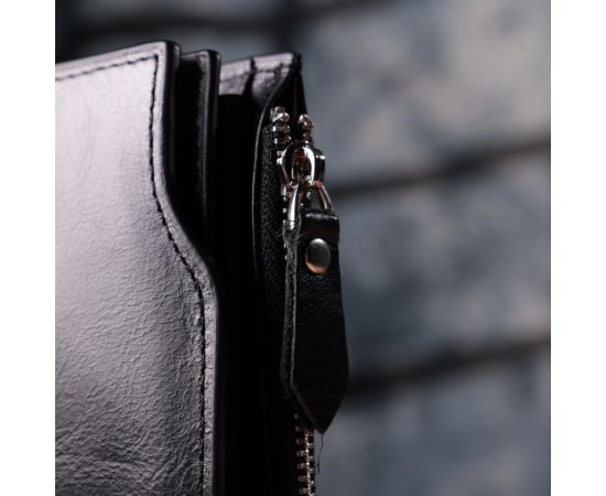 Купить Вертикальный стильный кошелек из гладкой натуральной кожи Vintage 22885 Черный, фото , изображение 12, характеристики, отзывы