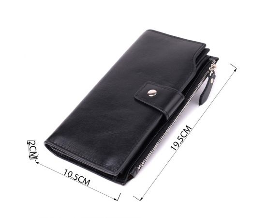 Купить Вертикальный стильный кошелек из гладкой натуральной кожи Vintage 22885 Черный, фото , изображение 3, характеристики, отзывы