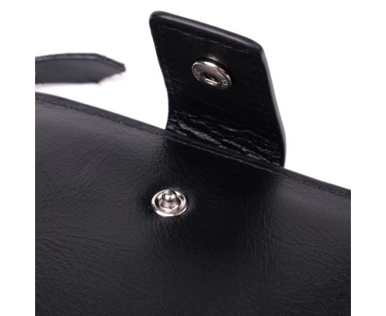 Купить Вертикальный стильный кошелек из гладкой натуральной кожи Vintage 22885 Черный, фото , изображение 5, характеристики, отзывы