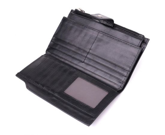 Купить Вертикальный стильный кошелек из гладкой натуральной кожи Vintage 22885 Черный, фото , изображение 6, характеристики, отзывы