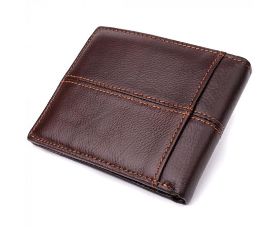 Купить Горизонтальный стильный кошелек из натуральной кожи Vintage 22888 Коричневый, фото , изображение 2, характеристики, отзывы