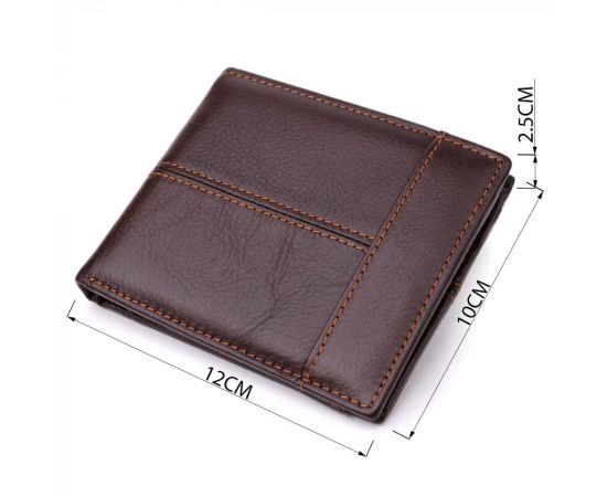 Купить Горизонтальный стильный кошелек из натуральной кожи Vintage 22888 Коричневый, фото , изображение 3, характеристики, отзывы