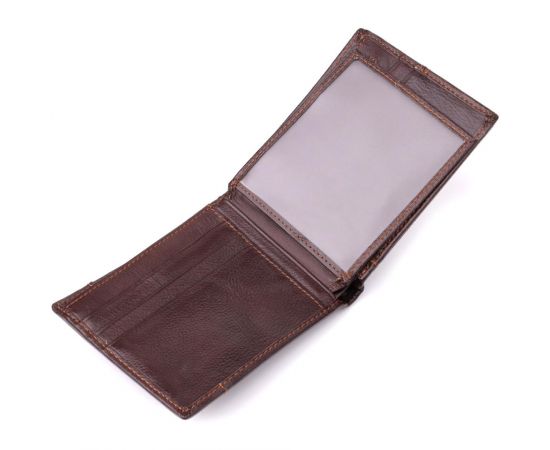 Купить Горизонтальный стильный кошелек из натуральной кожи Vintage 22888 Коричневый, фото , изображение 5, характеристики, отзывы