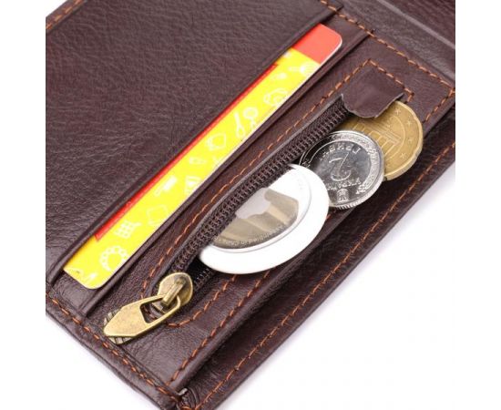 Купить Горизонтальный стильный кошелек из натуральной кожи Vintage 22888 Коричневый, фото , изображение 7, характеристики, отзывы