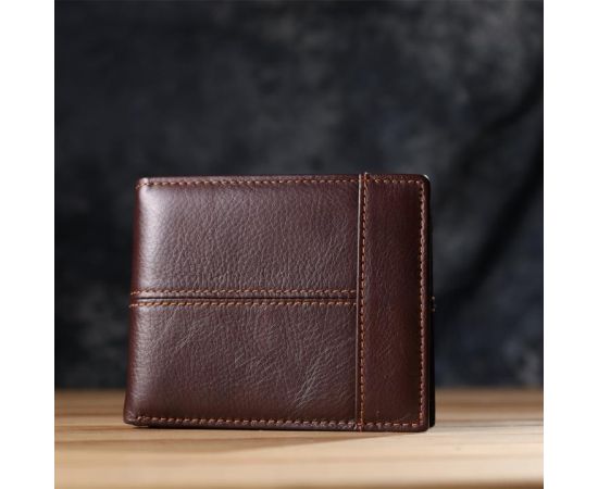 Купить Горизонтальный стильный кошелек из натуральной кожи Vintage 22888 Коричневый, фото , изображение 8, характеристики, отзывы