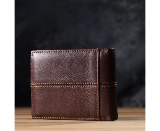 Купить Горизонтальный стильный кошелек из натуральной кожи Vintage 22888 Коричневый, фото , изображение 9, характеристики, отзывы