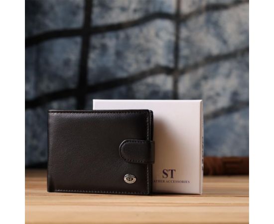 Купить Вместительный мужской бумажник горизонтального формата из натуральной кожи ST Leather 23090 Черный, фото , изображение 12, характеристики, отзывы
