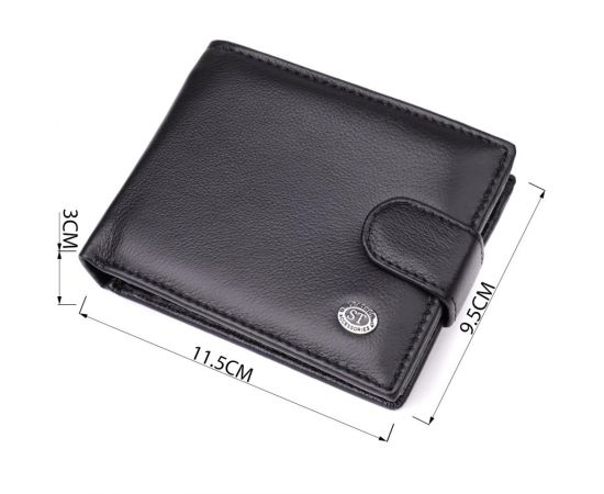 Купить Вместительный мужской бумажник горизонтального формата из натуральной кожи ST Leather 23090 Черный, фото , изображение 3, характеристики, отзывы