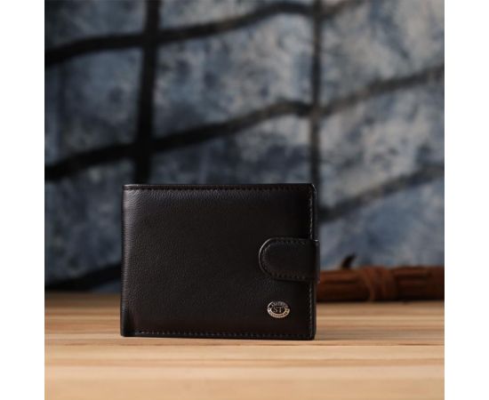 Купить Вместительный мужской бумажник горизонтального формата из натуральной кожи ST Leather 23090 Черный, фото , изображение 10, характеристики, отзывы