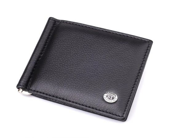 Купить Мужской кошелек с металлическим зажимом из натуральной кожи ST Leather 23092 Черный, фото , характеристики, отзывы