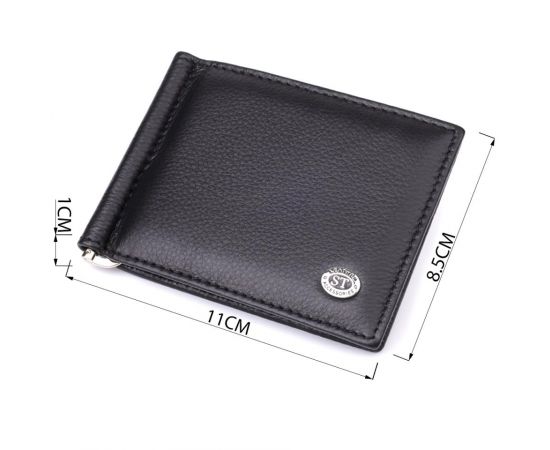 Купить Мужской кошелек с металлическим зажимом из натуральной кожи ST Leather 23092 Черный, фото , изображение 3, характеристики, отзывы