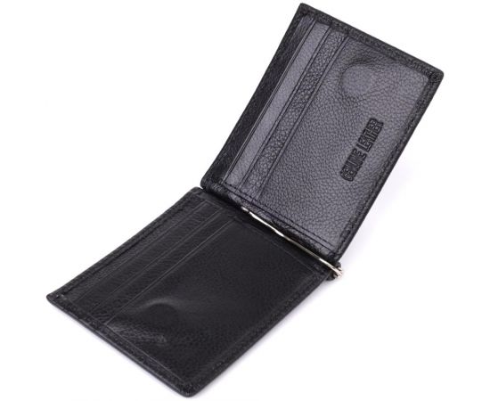 Купить Мужской кошелек с металлическим зажимом из натуральной кожи ST Leather 23092 Черный, фото , изображение 5, характеристики, отзывы