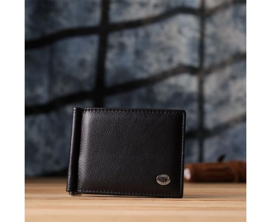 Купить Мужской кошелек с металлическим зажимом из натуральной кожи ST Leather 23092 Черный, фото , изображение 8, характеристики, отзывы