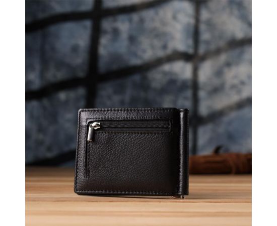 Купить Мужской кошелек с металлическим зажимом из натуральной кожи ST Leather 23092 Черный, фото , изображение 9, характеристики, отзывы
