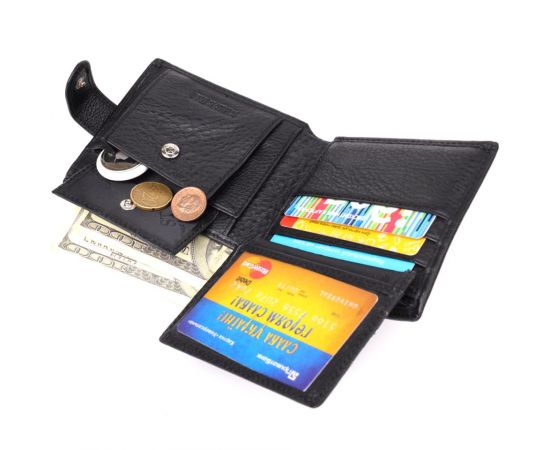 Купить Классический мужской бумажник горизонтального формата из натуральной кожи ST Leather 23094 Черный, фото , изображение 8, характеристики, отзывы