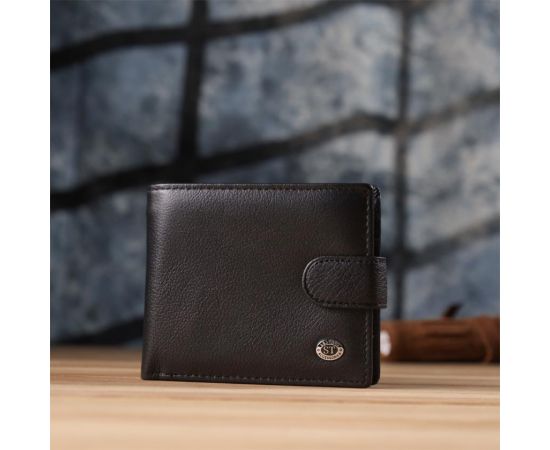 Купить Классический мужской бумажник горизонтального формата из натуральной кожи ST Leather 23094 Черный, фото , изображение 9, характеристики, отзывы