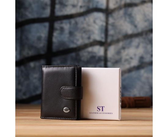 Купить Компактный мужской бумажник вертикального формата из натуральной кожи ST Leather 23095 Черный, фото , изображение 11, характеристики, отзывы
