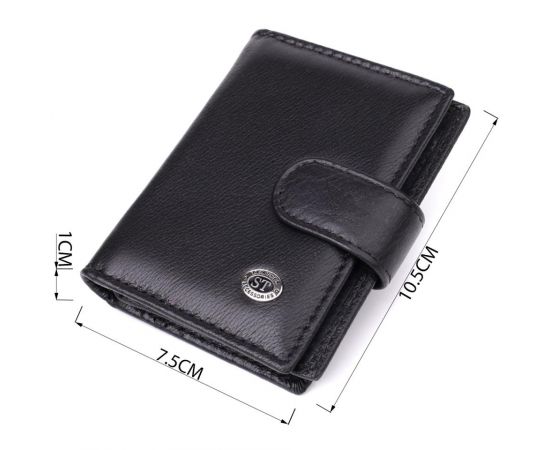 Купить Компактный мужской бумажник вертикального формата из натуральной кожи ST Leather 23095 Черный, фото , изображение 3, характеристики, отзывы