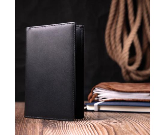 Купить Мужское портмоне без застежки из натуральной кожи Vintage sale_15036 Черный, фото , изображение 5, характеристики, отзывы