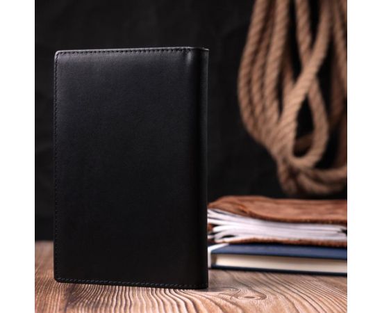 Купить Мужское портмоне без застежки из натуральной кожи Vintage sale_15036 Черный, фото , изображение 6, характеристики, отзывы