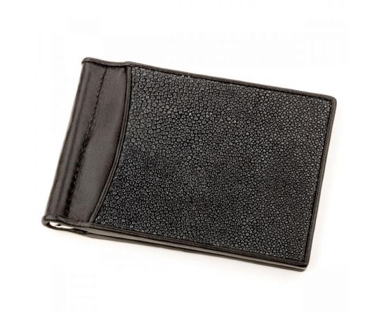 Купить Зажим для денег STINGRAY LEATHER 18293 из натуральной кожи морского ската Черный, фото , характеристики, отзывы