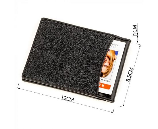 Купить Зажим для денег STINGRAY LEATHER 18293 из натуральной кожи морского ската Черный, фото , изображение 3, характеристики, отзывы