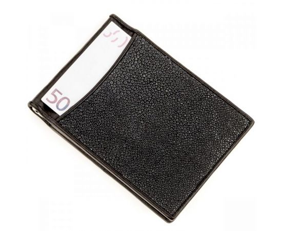 Купить Зажим для денег STINGRAY LEATHER 18293 из натуральной кожи морского ската Черный, фото , изображение 9, характеристики, отзывы