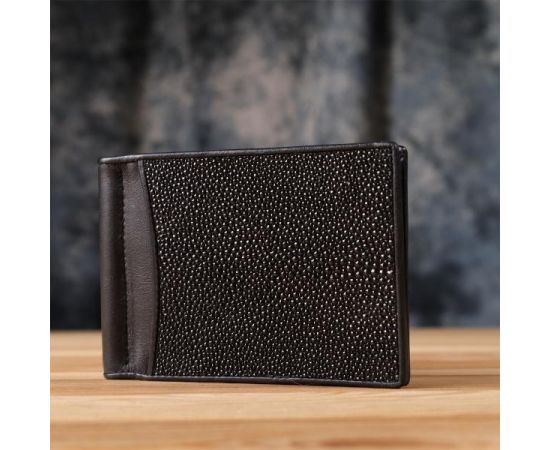 Купить Зажим для денег STINGRAY LEATHER 18293 из натуральной кожи морского ската Черный, фото , изображение 10, характеристики, отзывы