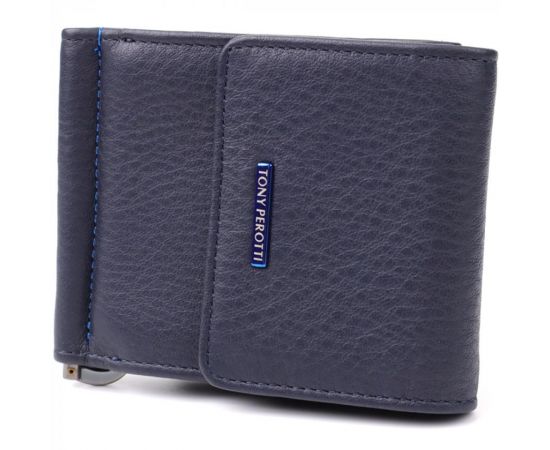 Купить Вертикальный мужской зажим из зернистой натуральной кожи Tony Perotti 20862_1 (3595 navy) Синий, фото , характеристики, отзывы