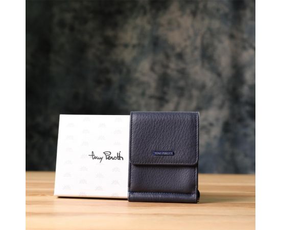 Купить Вертикальный мужской зажим из зернистой натуральной кожи Tony Perotti 20862_1 (3595 navy) Синий, фото , изображение 12, характеристики, отзывы