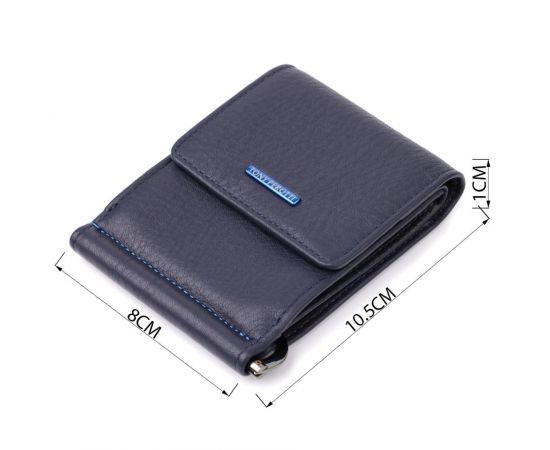 Купить Вертикальный мужской зажим из зернистой натуральной кожи Tony Perotti 20862_1 (3595 navy) Синий, фото , изображение 3, характеристики, отзывы