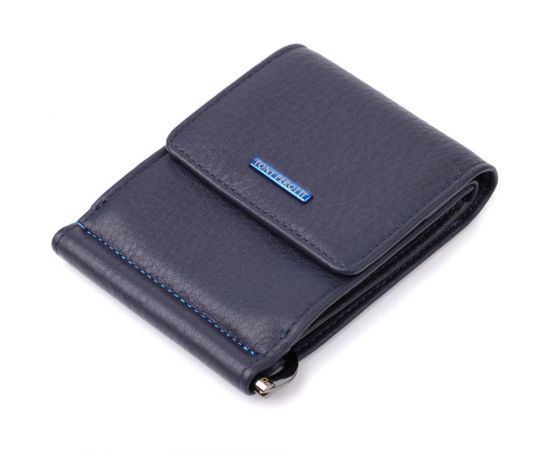 Купить Вертикальный мужской зажим из зернистой натуральной кожи Tony Perotti 20862_1 (3595 navy) Синий, фото , изображение 5, характеристики, отзывы