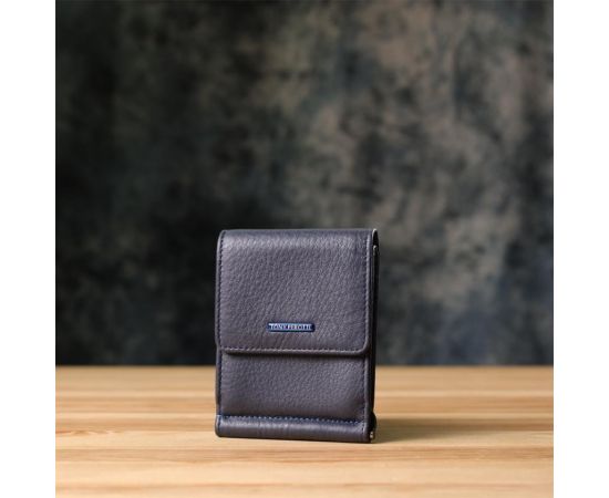 Купить Вертикальный мужской зажим из зернистой натуральной кожи Tony Perotti 20862_1 (3595 navy) Синий, фото , изображение 10, характеристики, отзывы