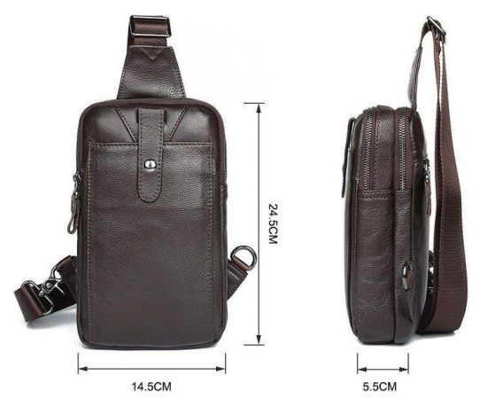 Купить Сумка мужская кожаная через плечо Vintage 14983 Коричневая, фото , изображение 3, характеристики, отзывы