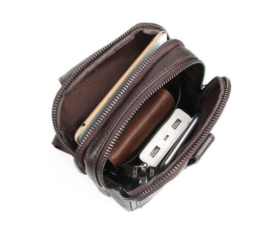 Купить Сумка мужская кожаная через плечо Vintage 14983 Коричневая, фото , изображение 10, характеристики, отзывы