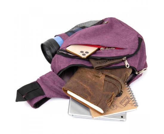 Купить Сумка унисекс через плечо смарт текстильная Vintage 20552 Малиновая, фото , изображение 6, характеристики, отзывы