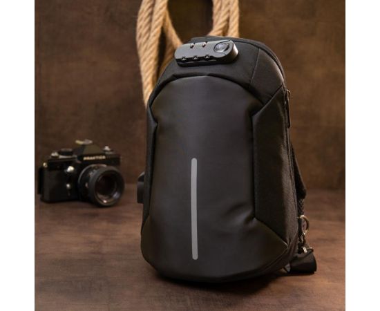 Купить Эргономичный рюкзак через плечо с кодовым замком текстильный Vintage 20553 Черный, фото , изображение 7, характеристики, отзывы