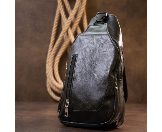 Купить Сумка через плечо на два отделения кожзам Vintage 20559 Черная, фото , изображение 6, характеристики, отзывы