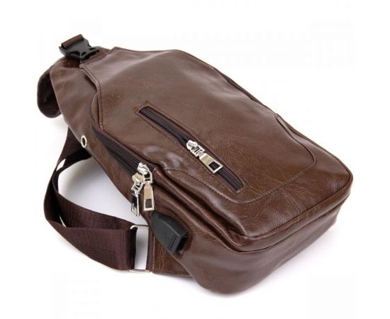Купить Сумка через плечо на два отделения кожзам Vintage 20560 Темно-коричневая, фото , изображение 3, характеристики, отзывы
