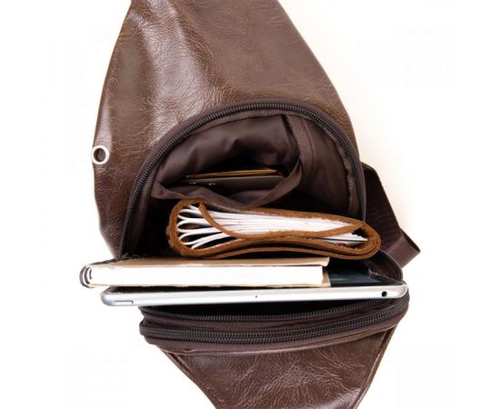 Купить Сумка через плечо на два отделения кожзам Vintage 20560 Темно-коричневая, фото , изображение 4, характеристики, отзывы