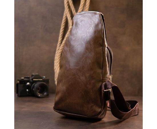 Купить Сумка через плечо на два отделения кожзам Vintage 20560 Темно-коричневая, фото , изображение 7, характеристики, отзывы