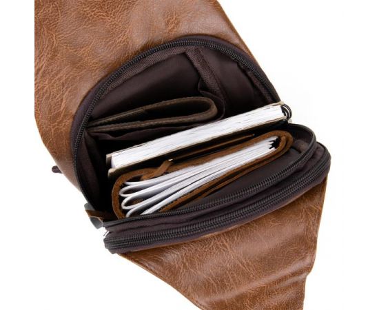 Купить Сумка через плечо на два отделения кожзам Vintage 20561 Светло-коричневая, фото , изображение 4, характеристики, отзывы