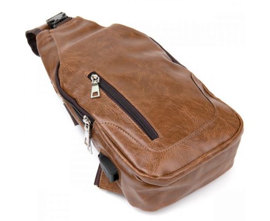 Купить Сумка через плечо на два отделения кожзам Vintage 20561 Светло-коричневая, фото , изображение 5, характеристики, отзывы