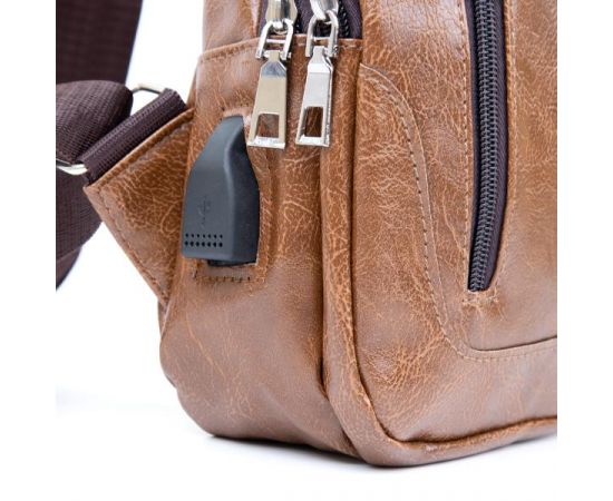 Купить Сумка через плечо на два отделения кожзам Vintage 20561 Светло-коричневая, фото , изображение 6, характеристики, отзывы